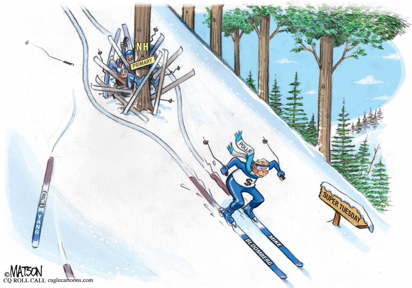 Cartoons: Bloomberg jumps ahead to Super Tuesday while Trump takes on Kelly and Vindman